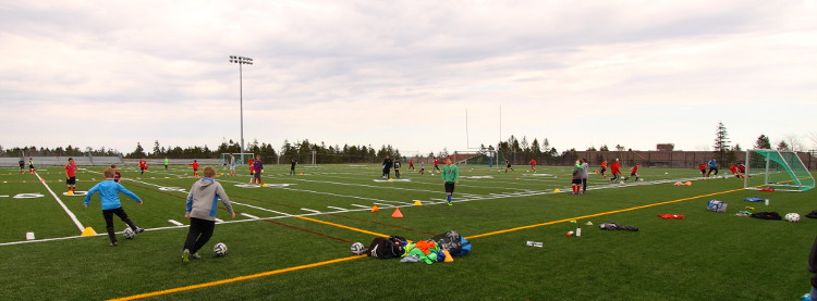 Soccer practice on the Mainland Common