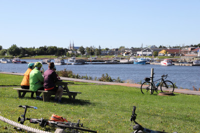 Downtown Tracadie-Sheila from the park across the harbour
